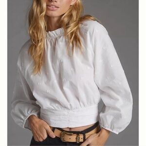 MAEVE White polkadot long sleeve top